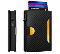 Frapkom Men Wallet 8-11 Cards, Smart Pop Up Card Wallet with RFID Blocking Function, Cash Slots, Credit Card Holder, ID Window (Carbon Fiber)