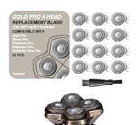 FRASAM 12 Pcs Gold Pro 4 Head Replacement Blades for Skulls Head Shavers, Compatible with Pit Bulls Gold Pro, Platinum Pro, Silver Pro, Diamond Pro, Butterfly Kiss Pro Series…
