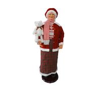 Fraser Hill Farm 58" Dancing Mrs. Claus with Teddy Bear, Life Size Holiday Home Decor, FAMC058-2RD2