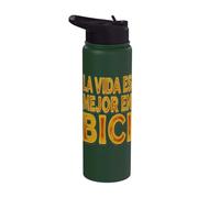 Frases sobre Ciclismo La Vida ES Mejor en Bicicleta Stainless Steel Insulated Water Bottle