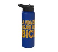 Frases sobre Ciclismo La Vida ES Mejor en Bicicleta Stainless Steel Insulated Water Bottle