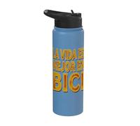 Frases sobre Ciclismo La Vida ES Mejor en Bicicleta Stainless Steel Insulated Water Bottle