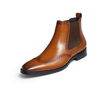 FRASOICUS Mens Chelsea Boots Mens Genuine Leather Dress Boots, Brown, 11.5