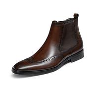 FRASOICUS Mens Chelsea Boots Mens Leather Dress Boots, Dark Brown, 5 UK