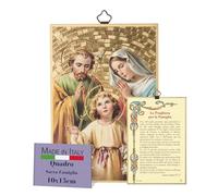Fratelli Bonella | Sacred picture on 8 mm poplar MDF with Golden Foil Mosaic of the Holy Family with Prayer for the Family on the back 10 x 15 cm | Made in Italy