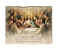 Fratelli Bonella | Wooden Picture Shaped Vintage Style Last Supper, 10.5 x 13.3 cm, Made in Italy