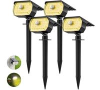 Fratink Solar Garden Lights, 43LED Motion Sensor Outdoor Landscape Spotlights 650LM, Warm White 3000K IP65 Waterproof Wireless Solar Powered Spot Lights for Yard Driveway Walkway 【4 Pack】