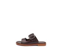 Frau - Leather slippers with tone buckle, Brown, 6 UK