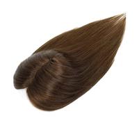 Frauen Haare 10-14" Human Hair Topper, Brazilian Remy Straght Hair Piece with Bangs 12×13cm Soft Breathable Lace Base Hair Topper for women with Thinning Hair Hairs Extensions(Medium Brown,14 inches)