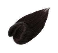 Frauen Haare 10-14" Human Hair Topper, Brazilian Remy Straght Hair Piece with Bangs 12×13cm Soft Breathable Lace Base Hair Topper for women with Thinning Hair Hairs Extensions(Jet Black,14 inches)