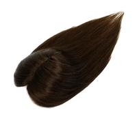 Frauen Haare 10-14" Human Hair Topper, Brazilian Remy Straght Hair Piece with Bangs 12×13cm Soft Breathable Lace Base Hair Topper for women with Thinning Hair Hairs Extensions(Darkest Brown,12 inches)