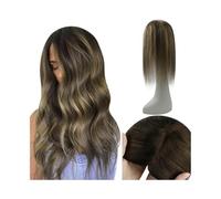 Frauen Haare 10-18" Straight Human Hair Toppers for Women 13×13cm Large-area Simulation Scalp Mono Base Hair Pieces with 4 Clips Hand-Tied Brazilian Hair Toppers Hairs Extensions(10 Inches)