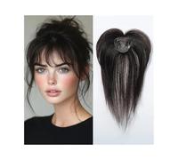 Frauen Haare 10 inch Real Human Hair Topper with Bangs for Women 3D Wispy Air Bangs Hair Hairpieces for Hair Loss Natural Looking Hairs Extensions(Black)