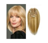 Frauen Haare 10" Remy Human Hair Toppers with Bangs for Women, 13×12CM Large-area Coverage Hair Toppers with Swiss Lace Base, Clip In Straight Remy Hair Piece Hairs Extensions