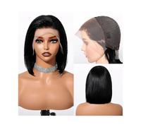Frauen Haare 10inch Human Hairs Lace Wig for Women Short Straight Lace Front Bob Wigs Remy Hair for Cosplay Party Hairs Extensions(Black)