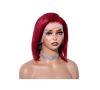 Frauen Haare 10inch Human Hairs Lace Wig for Women Short Straight Lace Front Bob Wigs Remy Hair for Cosplay Party Hairs Extensions(Red)