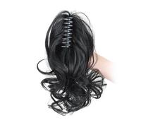 Frauen Haare 12Inch Synthetic Ponytail Claw Clip Pony tail Extensions Short Curly for Women Hairs Extensions(Off Black)