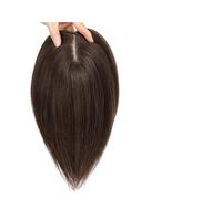 Frauen Haare 12x13cm Real Human Hair Toppers For Women Straight Human Hair Clips on Wigs With Bangs Lace Topper Hairpiece Density 150% Hairs Extensions(12inch,Brown No Bangs)