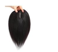 Frauen Haare 12x13cm Real Human Hair Toppers For Women Straight Human Hair Clips on Wigs With Bangs Lace Topper Hairpiece Density 150% Hairs Extensions(12inch,Black No Bangs)