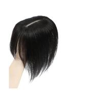 Frauen Haare 12x13cm Real Human Hair Toppers For Women Straight Human Hair Clips on Wigs With Bangs Lace Topper Hairpiece Density 150% Hairs Extensions(10inch,Black With Bangs)