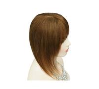 Frauen Haare 13x13 cm Topper Hairs with Bangs Real Remy Human Haires Toppers for Women with Loss Silk Base with Hair Weft Hairs Extensions(12inch,Brown)