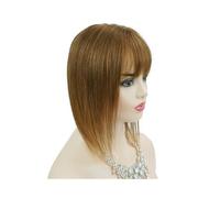 Frauen Haare 13x13 cm Topper Hairs with Bangs Real Remy Human Haires Toppers for Women with Loss Silk Base with Hair Weft Hairs Extensions(8inch,Light brown)