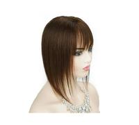 Frauen Haare 13x13 cm Topper Hairs with Bangs Real Remy Human Haires Toppers for Women with Loss Silk Base with Hair Weft Hairs Extensions(12inch,Medium brown)