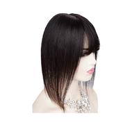 Frauen Haare 13x13 cm Topper Hairs with Bangs Real Remy Human Haires Toppers for Women with Loss Silk Base with Hair Weft Hairs Extensions(12inch,Natural Black)