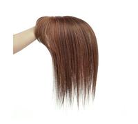 Frauen Haare 14inch Human Hair Toppers for Women Light Brown Topper Wigs with Bangs 100% Remy Human Hair Silk Base Clips in Hair Extension Hairs Extensions