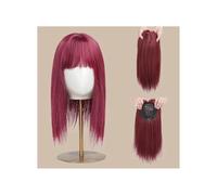 Frauen Haare 16 inch Synthetic Hair Topper for Women Natural Looking Clip in Hair Piece Hair Toppers with Bangs Hairs Extensions(Burgundy)