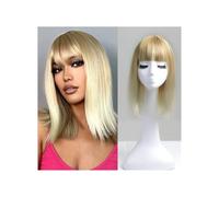 Frauen Haare 16 inch Synthetic Hair Topper for Women Natural Looking Clip in Hair Piece Hair Toppers with Bangs Hairs Extensions(Blonde)