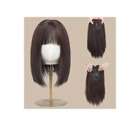 Frauen Haare 16 inch Synthetic Hair Topper for Women Natural Looking Clip in Hair Piece Hair Toppers with Bangs Hairs Extensions(Natural Black)
