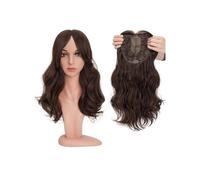 Frauen Haare 18'' Body Wave Hairs Toppers with Bangs for Women Synthetic Hairpieces Adding Hairs Volume Long Layered Topper Hairs Extensions(Brown)