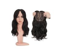 Frauen Haare 18'' Body Wave Hairs Toppers with Bangs for Women Synthetic Hairpieces Adding Hairs Volume Long Layered Topper Hairs Extensions(Natural Black)