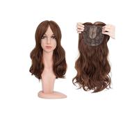 Frauen Haare 18'' Body Wave Hairs Toppers with Bangs for Women Synthetic Hairpieces Adding Hairs Volume Long Layered Topper Hairs Extensions(Light brown)