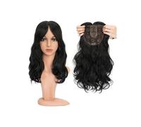 Frauen Haare 18'' Body Wave Hairs Toppers with Bangs for Women Synthetic Hairpieces Adding Hairs Volume Long Layered Topper Hairs Extensions(Jet Black)