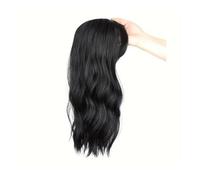 Frauen Haare 18 Inch Synthetic Hair Topper for Women Natural Wave Style Clip in Hair Extension, Realistic Top With Clips Hairs Extensions(Natural Black)