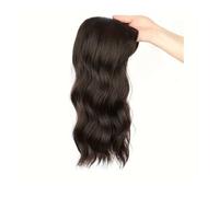 Frauen Haare 18 Inch Synthetic Hair Topper for Women Natural Wave Style Clip in Hair Extension, Realistic Top With Clips Hairs Extensions(Brown black)