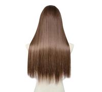 Frauen Haare 24 inch Synthetic U Part Clip in Hair Extension Clip-on Natural Thick False Fake Long Straight Hairpieces Hairs Extensions(Medium Ash Brown)