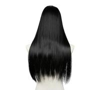 Frauen Haare 24 inch Synthetic U Part Clip in Hair Extension Clip-on Natural Thick False Fake Long Straight Hairpieces Hairs Extensions(Jet Black)