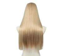 Frauen Haare 24 inch Synthetic U Part Clip in Hair Extension Clip-on Natural Thick False Fake Long Straight Hairpieces Hairs Extensions(Light Honey Blonde)