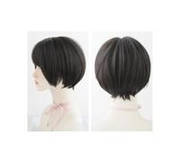 Frauen Haare 32cm Wig Woman Short Bob Hair Air Bangs Brown Full Head Cover Short Broken Hair Hairs Extensions(Black brown)