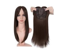 Frauen Haare 6x6 inch Hair Toppers with Bangs for Women Synthetic Top Hairpieces Wigs Striaght Clip in Hair Extension Hairs Extensions(Light brown,14inches)