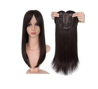 Frauen Haare 6x6 inch Hair Toppers with Bangs for Women Synthetic Top Hairpieces Wigs Striaght Clip in Hair Extension Hairs Extensions(Brown,14inches)