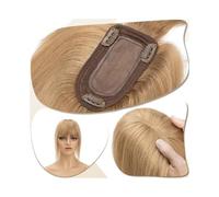 Frauen Haare 7x12.5cm Silk Base Clip In Hair Extension,Hair Toppers for Women 6"-18" Real Human Hair with Bangs, 150% Densiny Hair Straight Hair Pieces Hairs Extensions(Dark Blonde,18 inch)