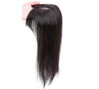 Frauen Haare 8-22" Human Hair Toppers Clip in Hairpieces with Air Bangs Real Scalp Looking Straight Hair 12x13cm Silk Base Toppers for Women with Thinning Hair Hairs Extensions(Natural Black,8 inches)