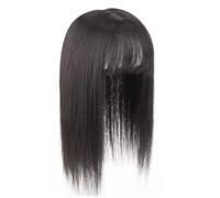 Frauen Haare 8-22" Human Hair Toppers Clip in Hairpieces with Air Bangs Real Scalp Looking Straight Hair 12x13cm Silk Base Toppers for Women with Thinning Hair Hairs Extensions(Dark Brown,20 inches)