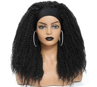 Frauen Haare Afro Kinky Marleys Twist Black Ombre Brown Hairs Wigs Marley Braids Headband Wiges Synthetic Braiding Hair Wig Hairs Extensions(Black)