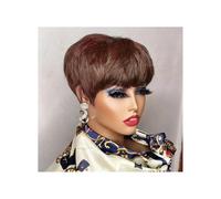 Frauen Haare Brown Short Pixie Cut Wig Human Hair For Black Women Wigs With Bangs Colored Brazilian Wig Human Hair Wigs Hairs Extensions(Chocolate Brown)