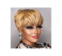 Frauen Haare Brown Short Pixie Cut Wig Human Hair For Black Women Wigs With Bangs Colored Brazilian Wig Human Hair Wigs Hairs Extensions(Light Brown)